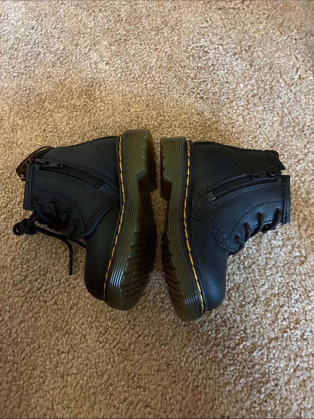 Dr. Martens Infant 1460 Softy T Black Leather Boots Side Zip size 4 NWOT